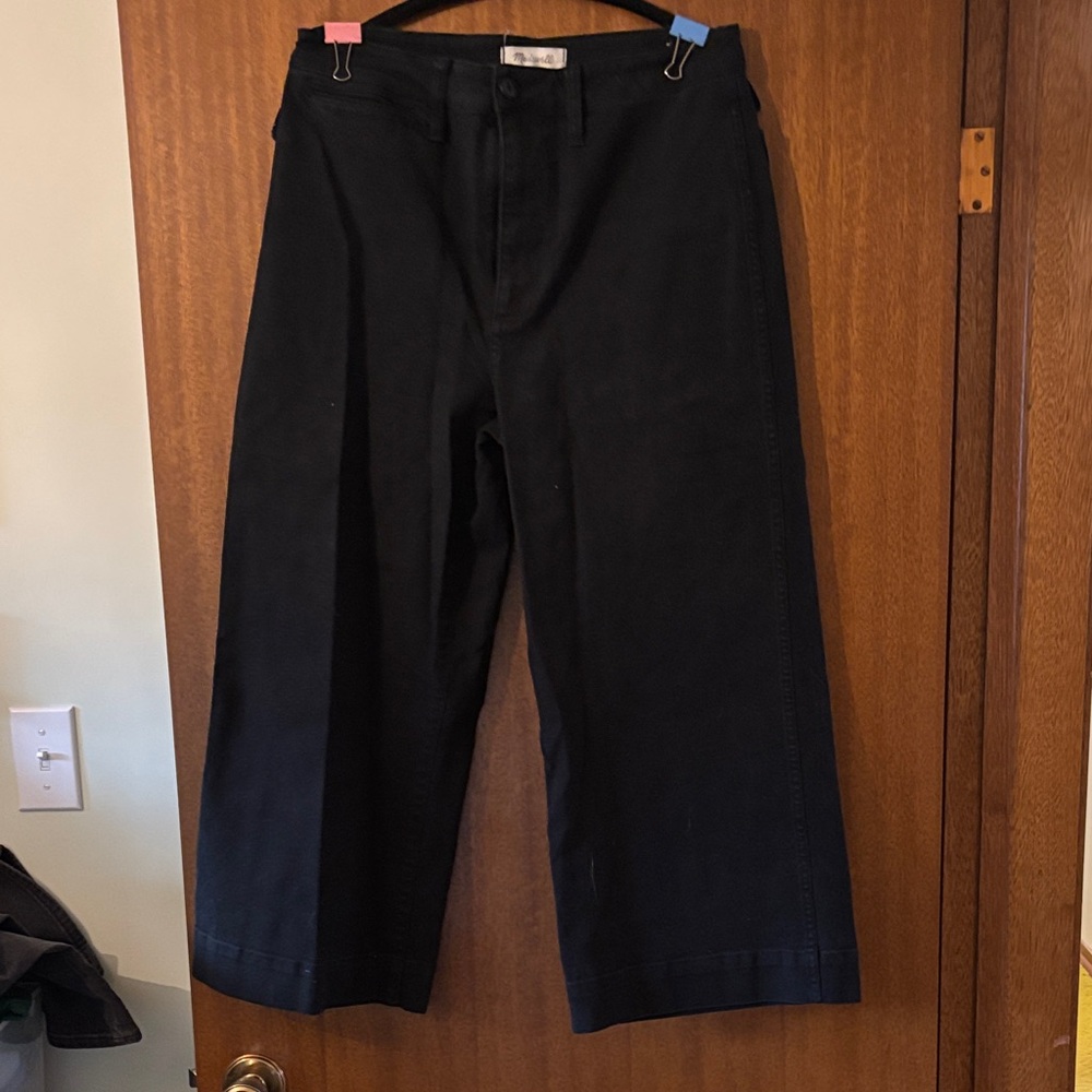 Madewell Black Cropped Wide-Leg denim